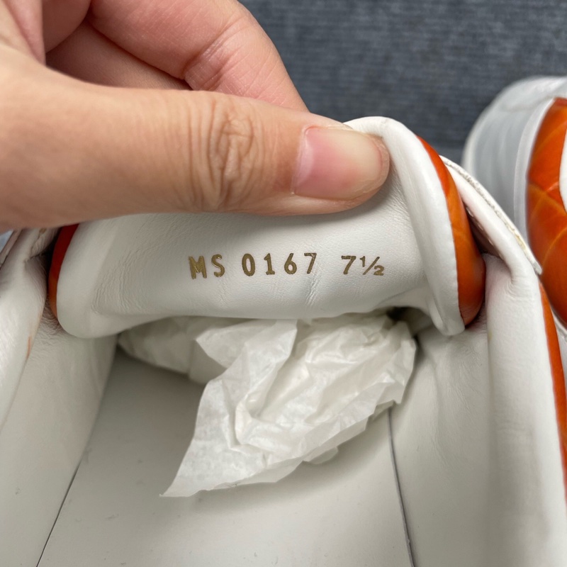 僅試穿 99.9新 LouisVuitton路易威登 白色皮面橙尾板鞋 41.5碼 🧡-5