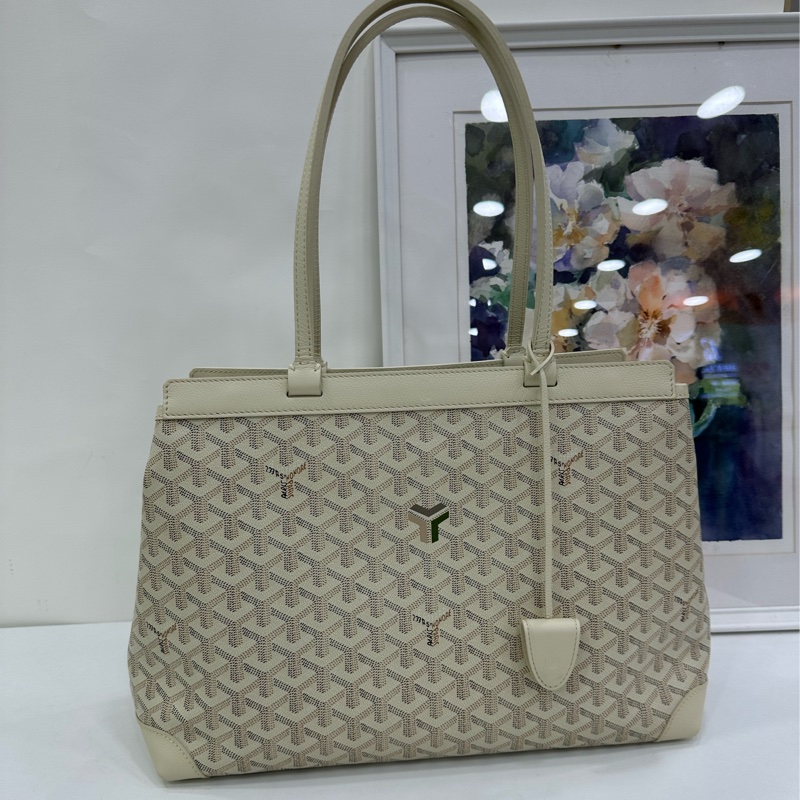 Goyard 戈雅 白色老花托特包手提單肩包 tote-1