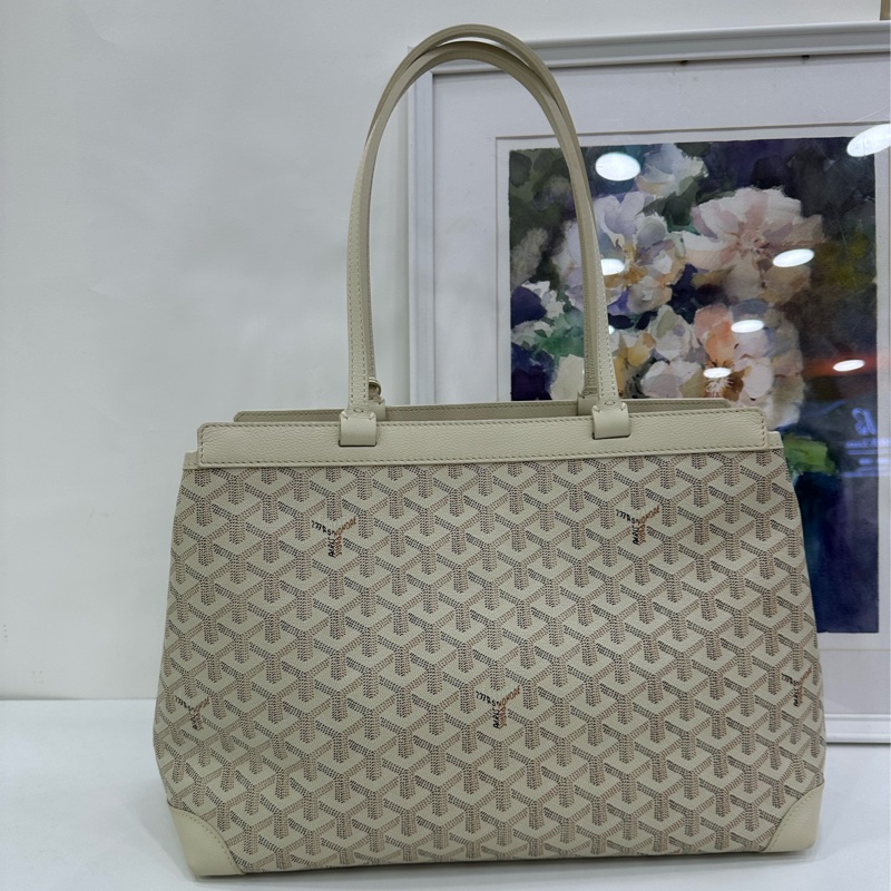 Goyard 戈雅 白色老花托特包手提單肩包 tote-2