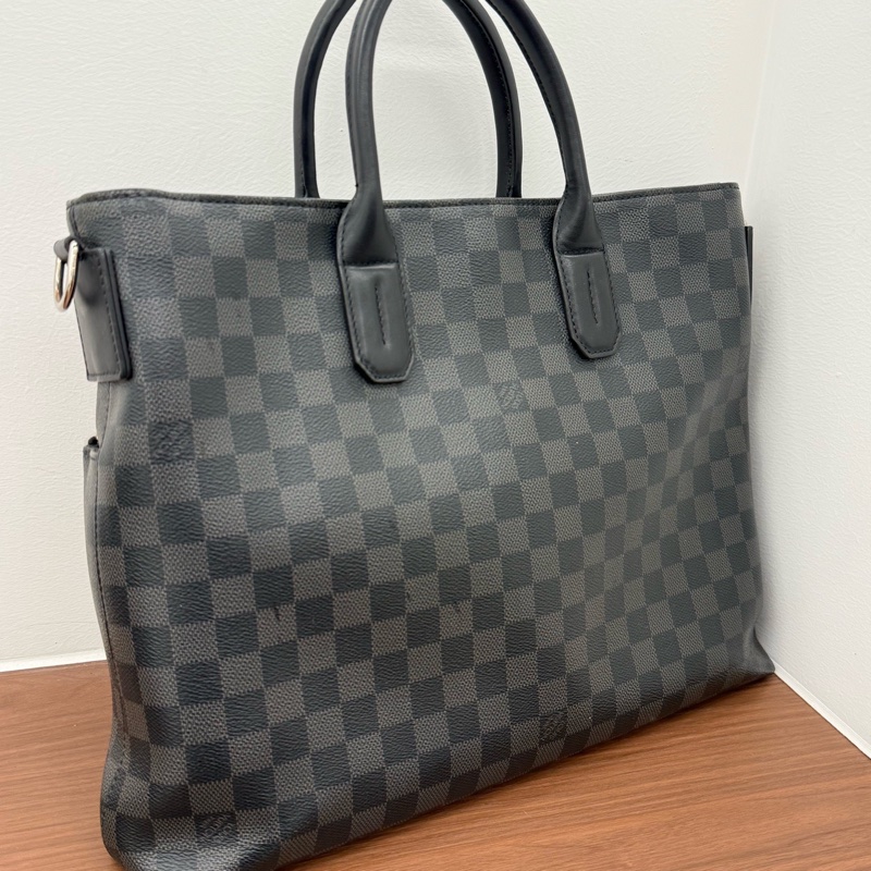 Louis Vuitton 路易威登 男士黑色棋盤格手提肩帶公文包 尺寸37x29-6