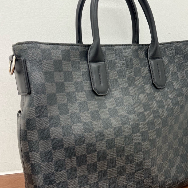 Louis Vuitton 路易威登 男士黑色棋盤格手提肩帶公文包 尺寸37x29-9