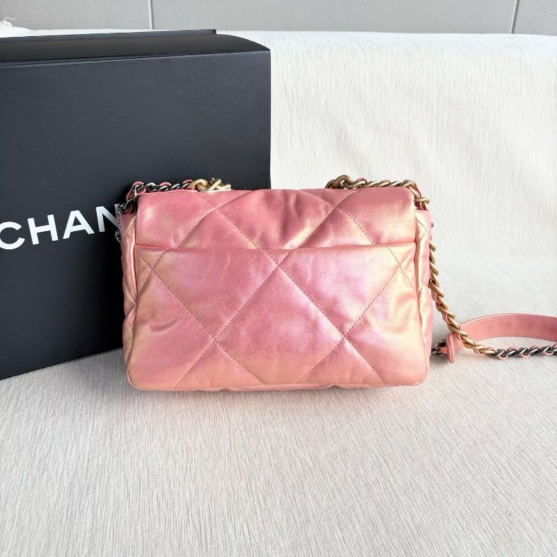 Chanel 幻彩19bag小號 人魚粉 金扣 羊皮 26*17*8 99新配件盒子 塵袋 保卡-7