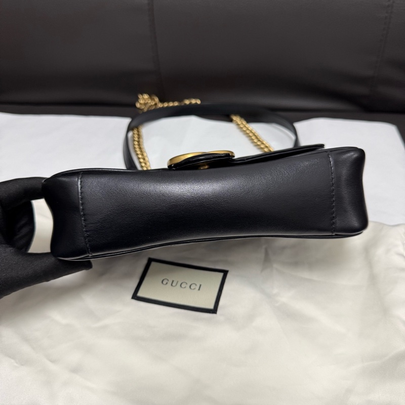 Gucci古馳 黑金Marmont馬蒙22手提單肩斜挎包 有塵袋 尺寸：長22cm-8