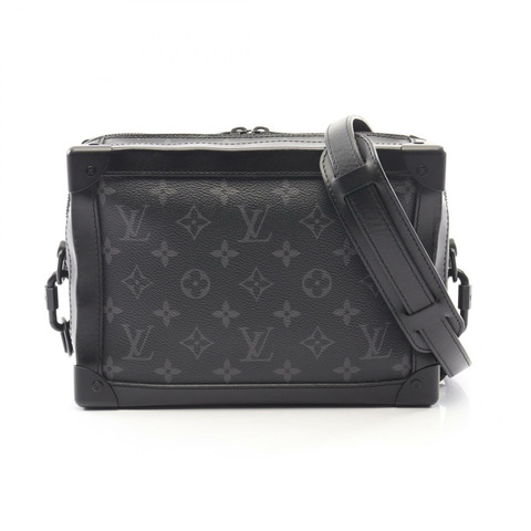 路易威登 Soft Trunk 單肩包 M44730 Monogram Eclipse 帆布 黑色 二手