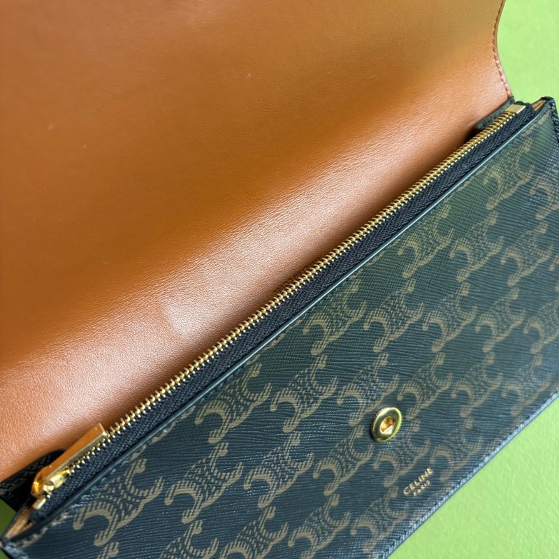 ::CELINE:: Triomphe strap WOC 經典凱旋門老花雙層斜背包-7