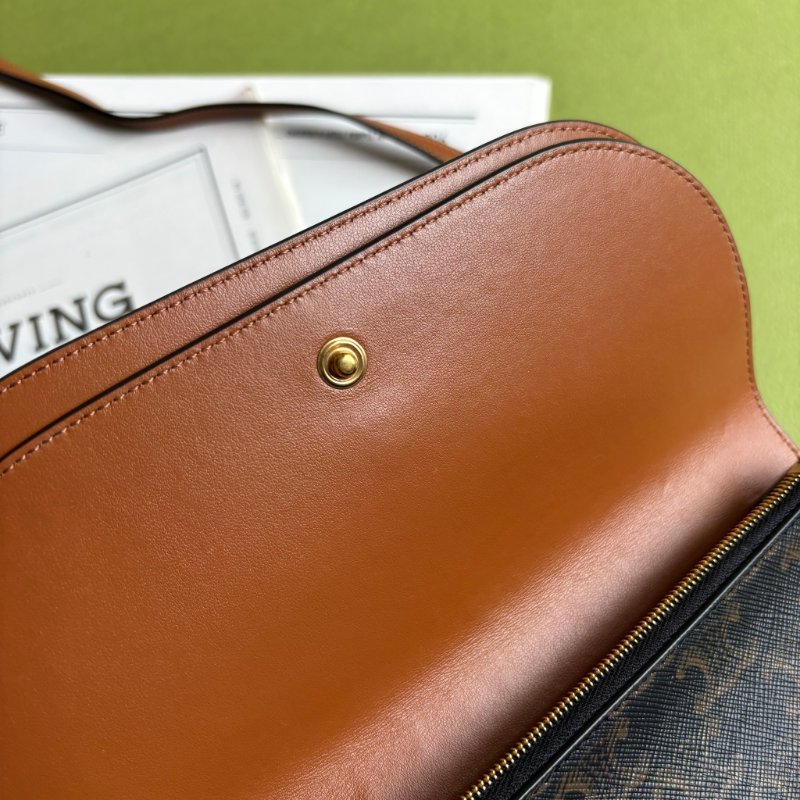 ::CELINE:: Triomphe strap WOC 經典凱旋門老花雙層斜背包-8