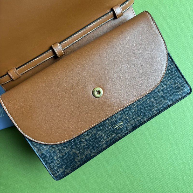 ::CELINE:: Triomphe strap WOC 經典凱旋門老花雙層斜背包-12