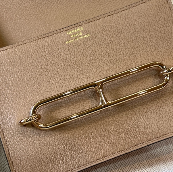 Hermes 愛馬仕 茶色/萊姆（內袋）雙色Roulis Slim 金釦(離櫃全新）-10