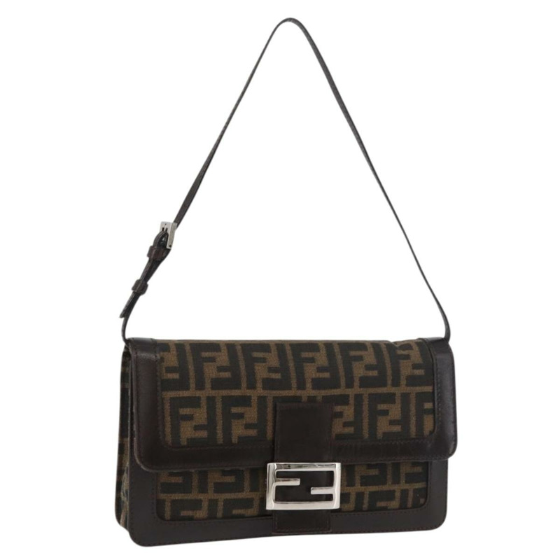 【日本直送】FENDI Zucca帆布Mamma Baguette單肩包 黑色棕色 正品 176746SAV-0