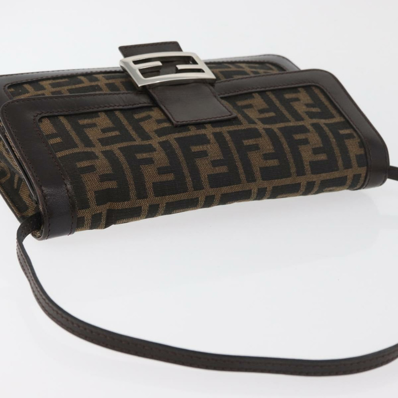 【日本直送】FENDI Zucca帆布Mamma Baguette單肩包 黑色棕色 正品 176746SAV-5