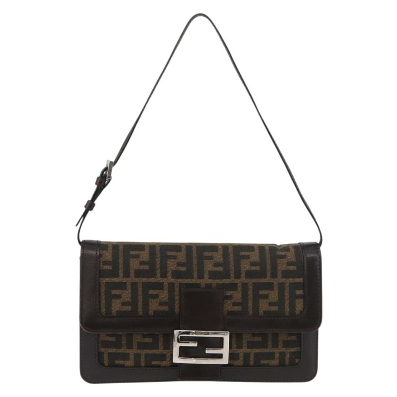 【日本直送】FENDI Zucca帆布Mamma Baguette單肩包 黑色棕色 正品 176746SAV-12