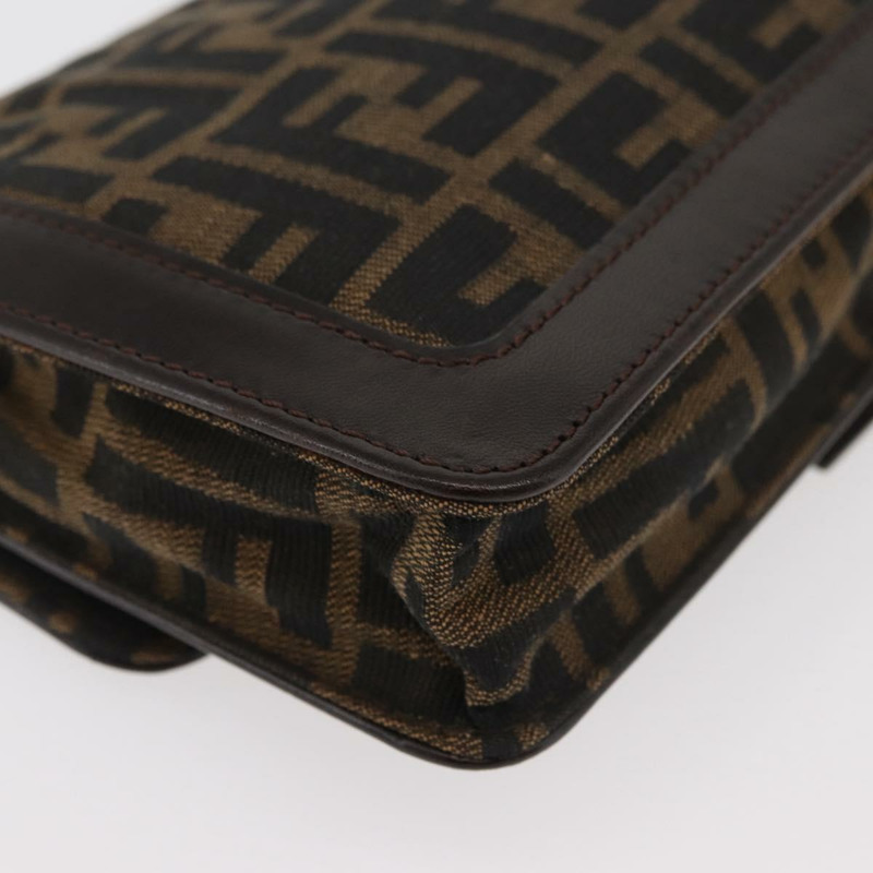 【日本直送】FENDI Zucca帆布Mamma Baguette單肩包 黑色棕色 正品 176746SAV-15