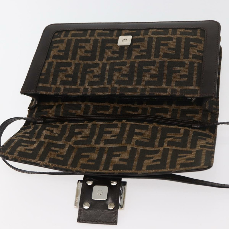 【日本直送】FENDI Zucca帆布Mamma Baguette單肩包 黑色棕色 正品 176746SAV-18