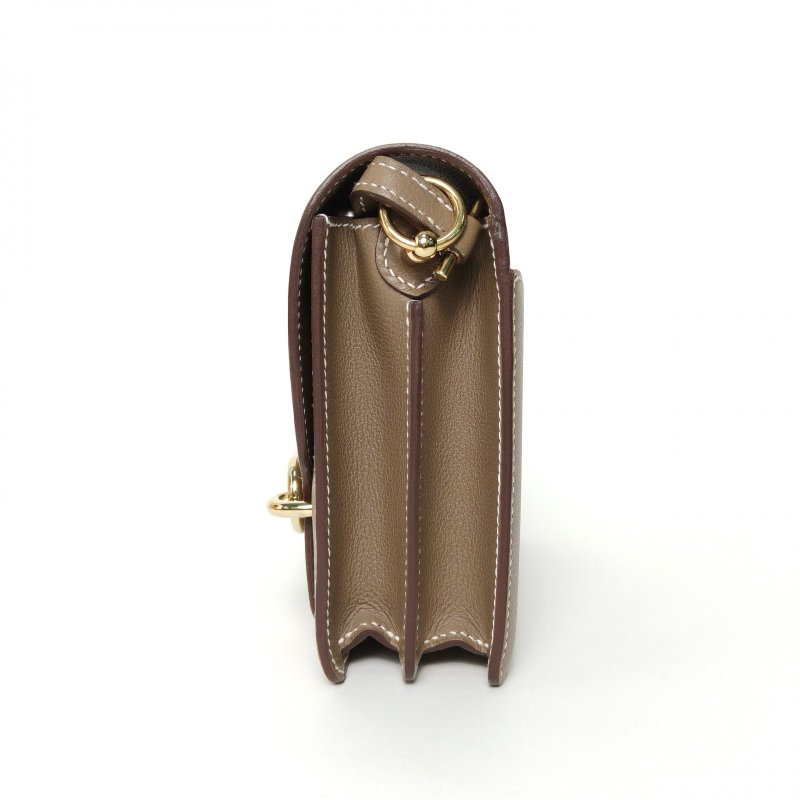 HERMES Roulis豬鼻子19大象灰EC皮W刻淺金扣肩背包-1