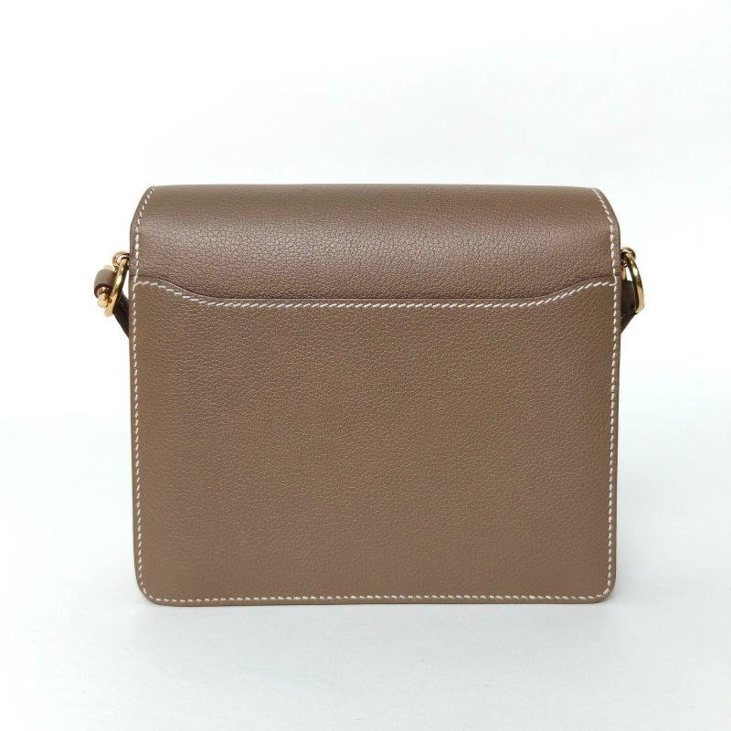 HERMES Roulis豬鼻子19大象灰EC皮W刻淺金扣肩背包-2