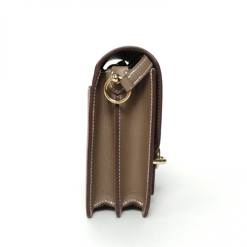 HERMES Roulis豬鼻子19大象灰EC皮W刻淺金扣肩背包-3