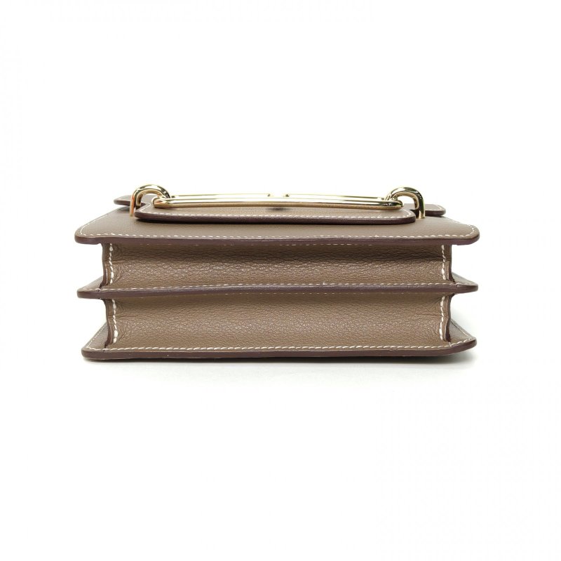 HERMES Roulis豬鼻子19大象灰EC皮W刻淺金扣肩背包-4