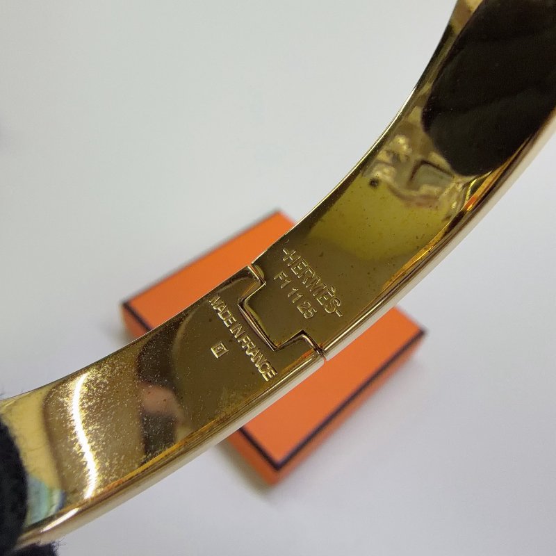 HERMES Clic H白金窄版琺瑯手環-5