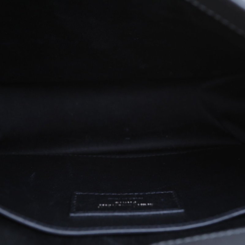 SAINT LAURENT NIKIBABY褶皺絎縫鏈條包D扣灰色牛皮灰扣肩背包-2