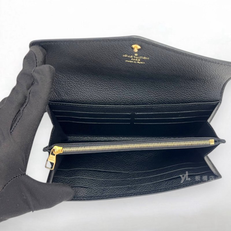 S5439-LV 黑牛皮壓紋信封下蓋長夾M61182-5