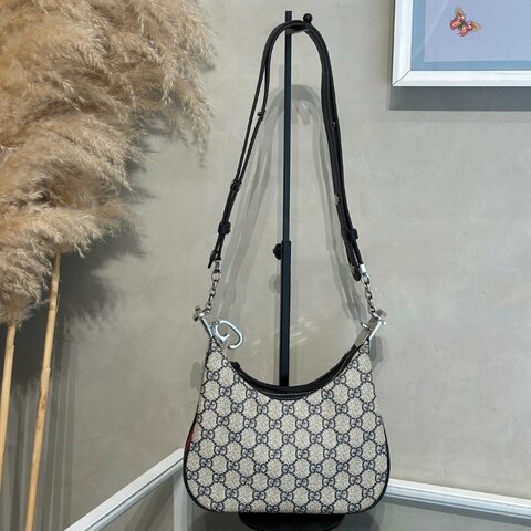 GUCCI Attache帆布斜背包 - 小號藍