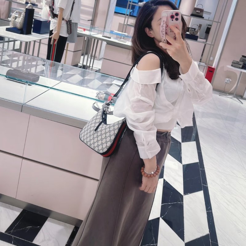 GUCCI Attache帆布斜背包 - 小號藍-1
