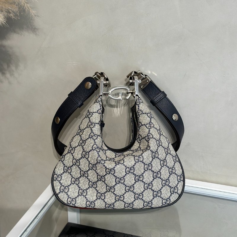 GUCCI Attache帆布斜背包 - 小號藍-2