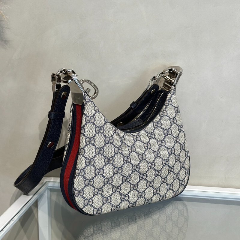 GUCCI Attache帆布斜背包 - 小號藍-3