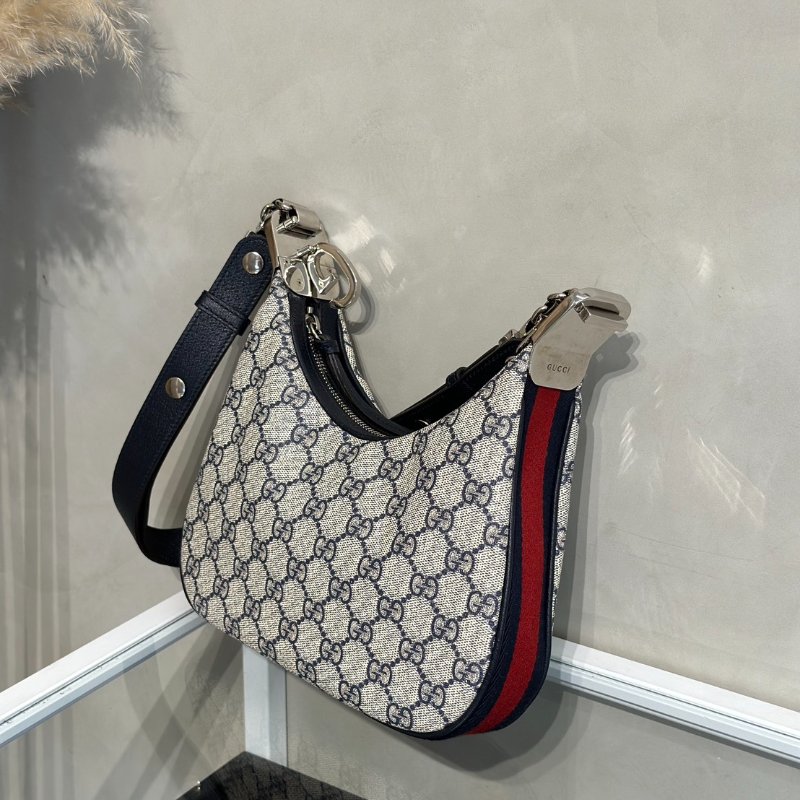 GUCCI Attache帆布斜背包 - 小號藍-4