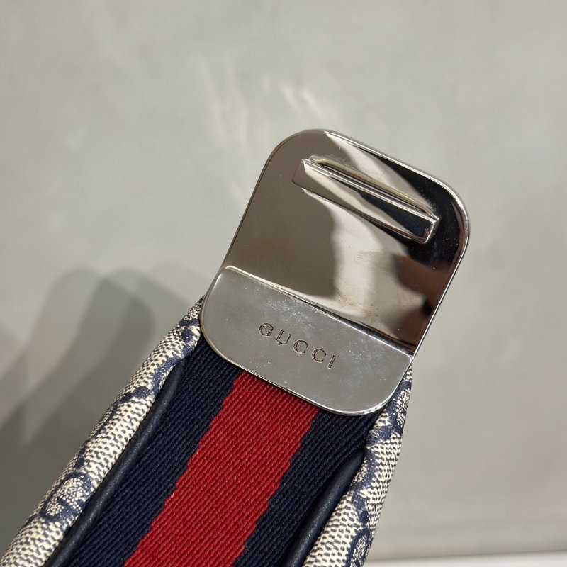 GUCCI Attache帆布斜背包 - 小號藍-8