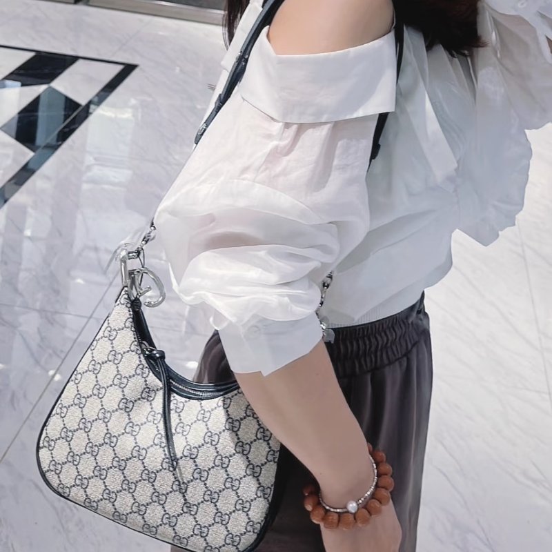 GUCCI Attache帆布斜背包 - 小號藍-15
