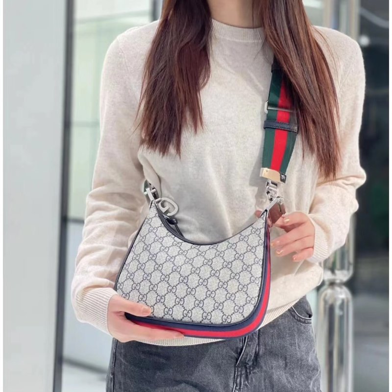 GUCCI Attache帆布斜背包 - 小號藍-16