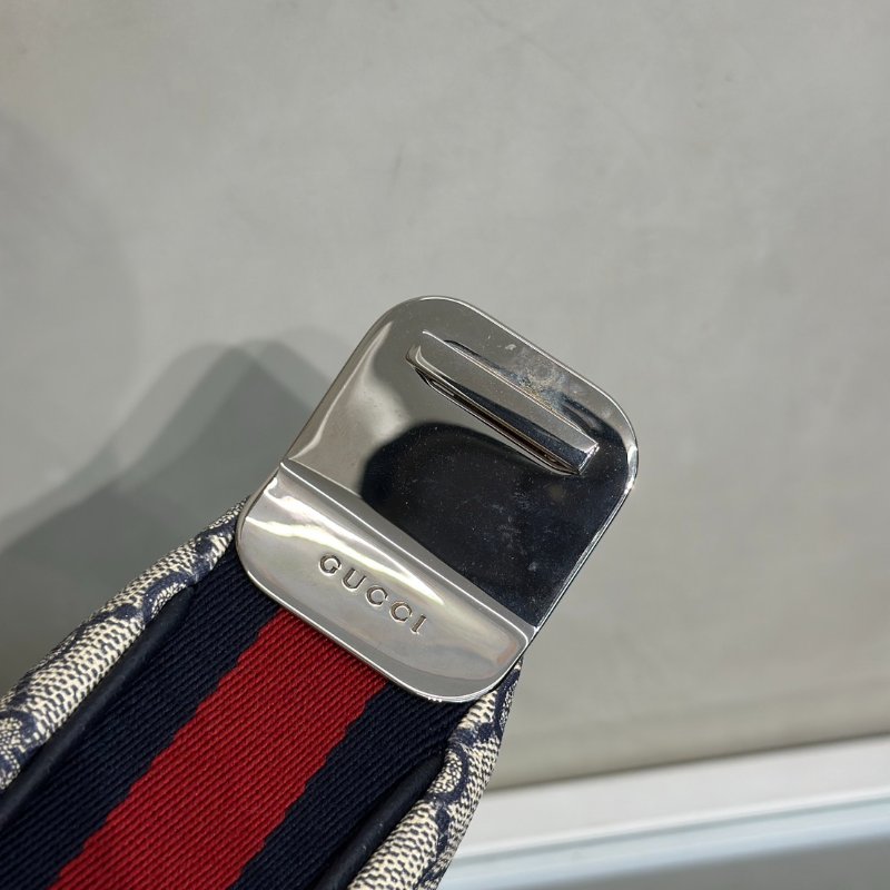 GUCCI Attache帆布斜背包 - 小號藍-10