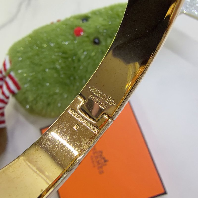 HERMES Clic H白金細版琺瑯手環-3