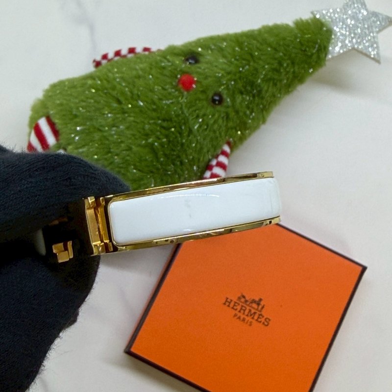 HERMES Clic H白金細版琺瑯手環-4