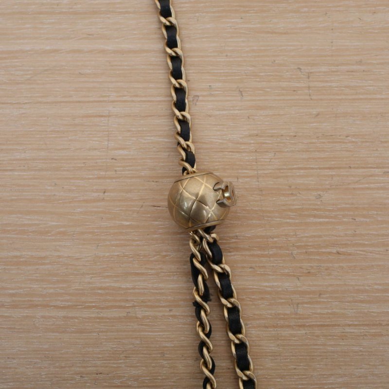 CHANEL CFWOC黑色羊皮晶片金扣金球調節扣肩帶肩背包-2