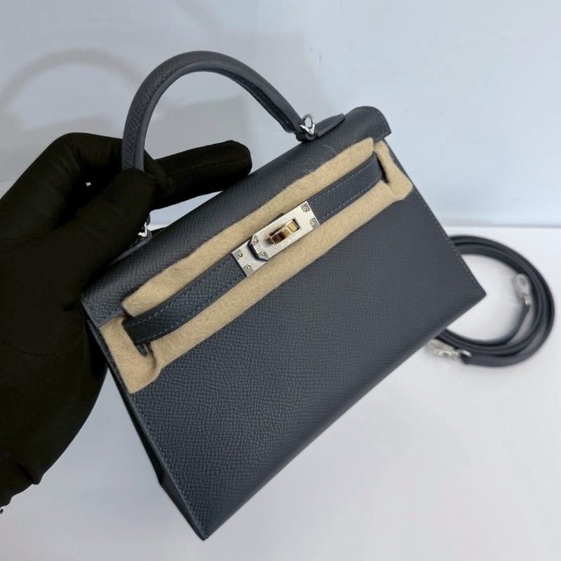 Hermes Mini Kelly 二代 石板灰 鴛鴦釦 99新閒置 全配K刻/ HD.J-0