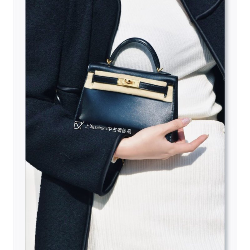 Hermes Mini Kelly 二代 石板灰 鴛鴦釦 99新閒置 全配K刻/ HD.J-3