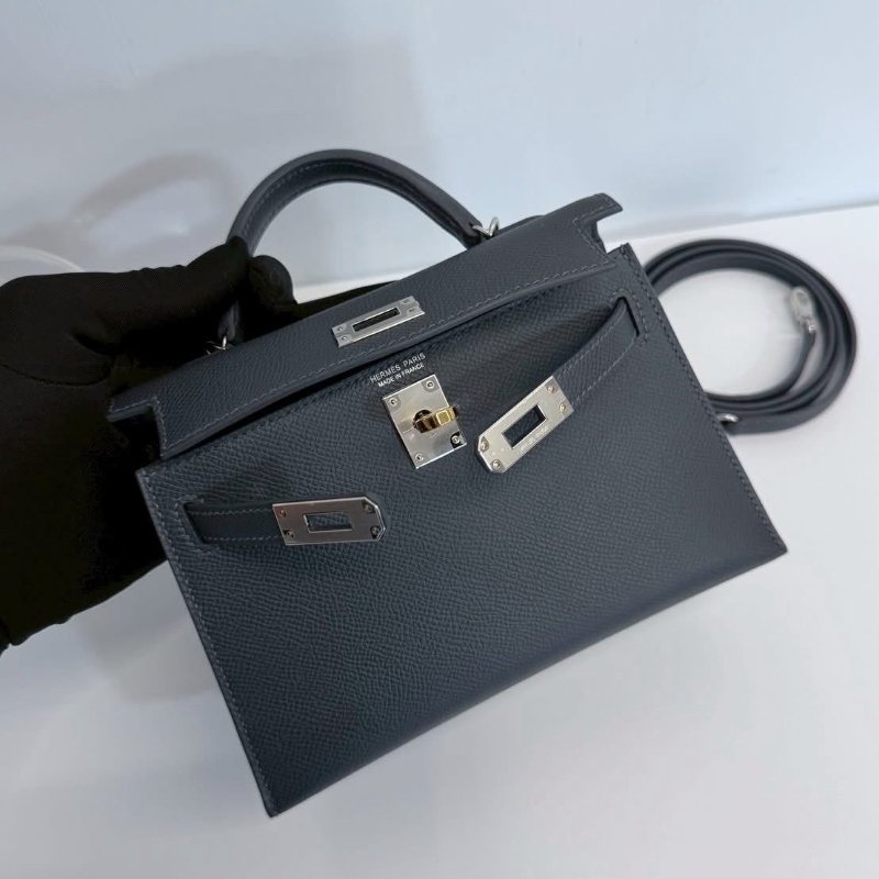 Hermes Mini Kelly 二代 石板灰 鴛鴦釦 99新閒置 全配K刻/ HD.J-10