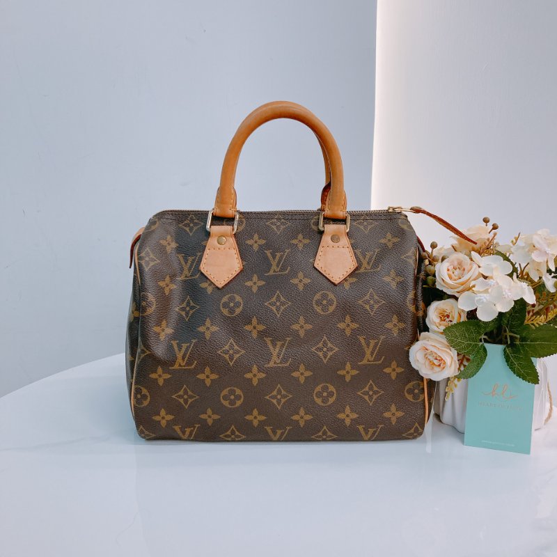 MS0639 Louis Vuitton 路易威登 枕頭包 帆布塗層 經典老花紋 金扣 Speedy 25 Canvas Monogram x GHW-0