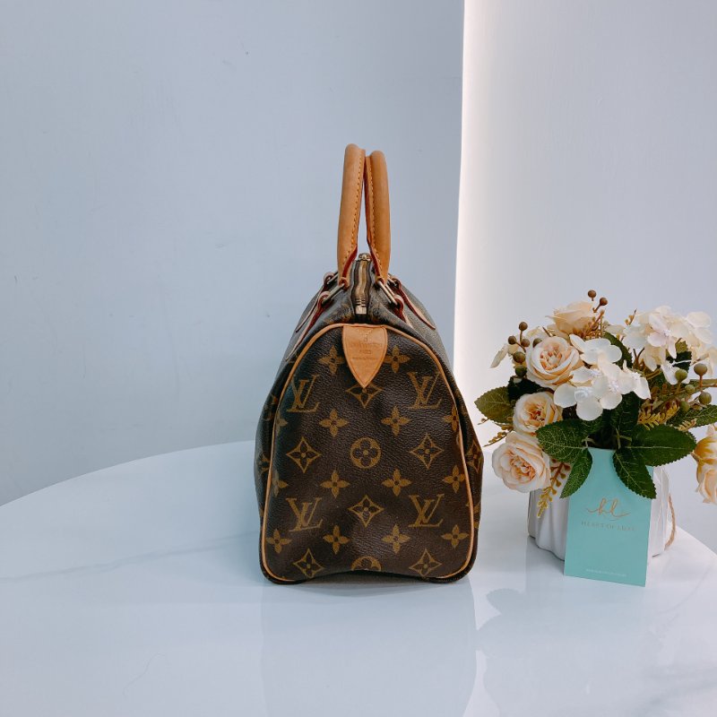 MS0639 Louis Vuitton 路易威登 枕頭包 帆布塗層 經典老花紋 金扣 Speedy 25 Canvas Monogram x GHW-2