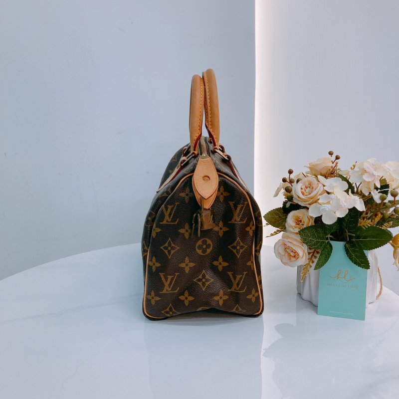 MS0639 Louis Vuitton 路易威登 枕頭包 帆布塗層 經典老花紋 金扣 Speedy 25 Canvas Monogram x GHW-3