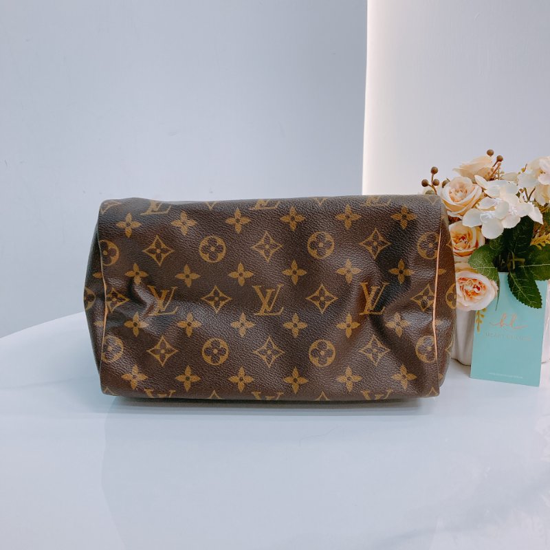 MS0639 Louis Vuitton 路易威登 枕頭包 帆布塗層 經典老花紋 金扣 Speedy 25 Canvas Monogram x GHW-4