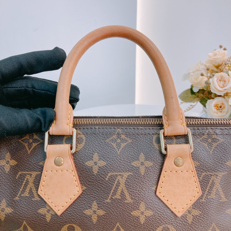 MS0639 Louis Vuitton 路易威登 枕頭包 帆布塗層 經典老花紋 金扣 Speedy 25 Canvas Monogram x GHW-12