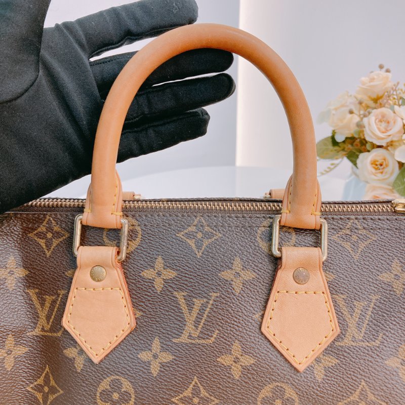 MS0639 Louis Vuitton 路易威登 枕頭包 帆布塗層 經典老花紋 金扣 Speedy 25 Canvas Monogram x GHW-13