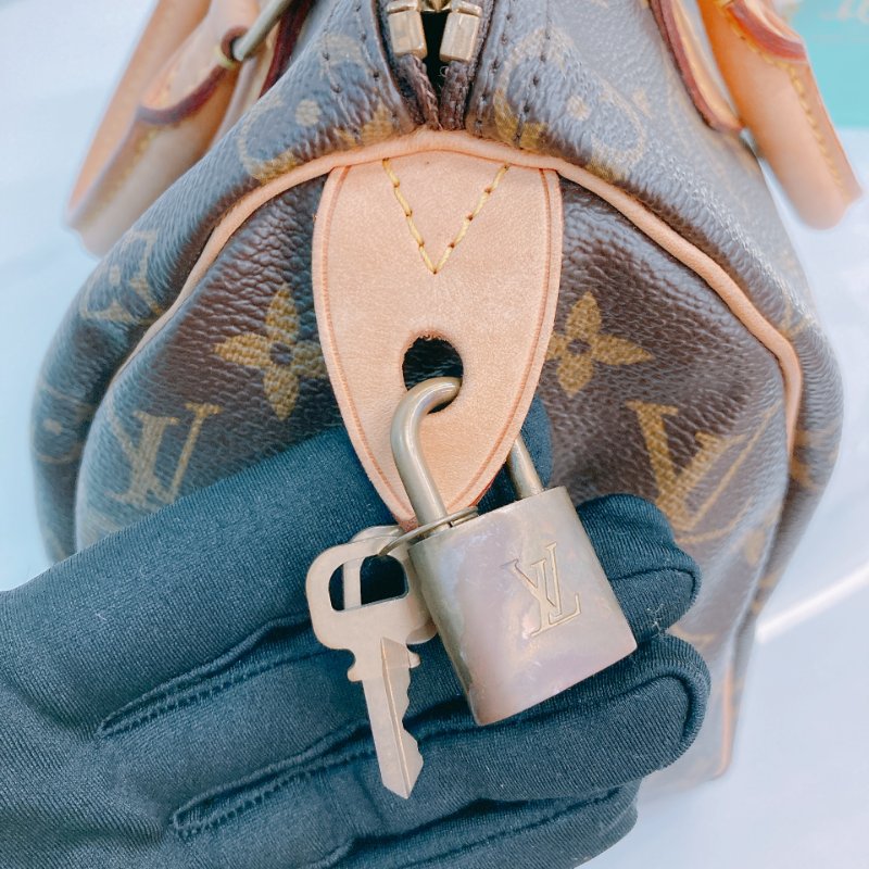 MS0639 Louis Vuitton 路易威登 枕頭包 帆布塗層 經典老花紋 金扣 Speedy 25 Canvas Monogram x GHW-15