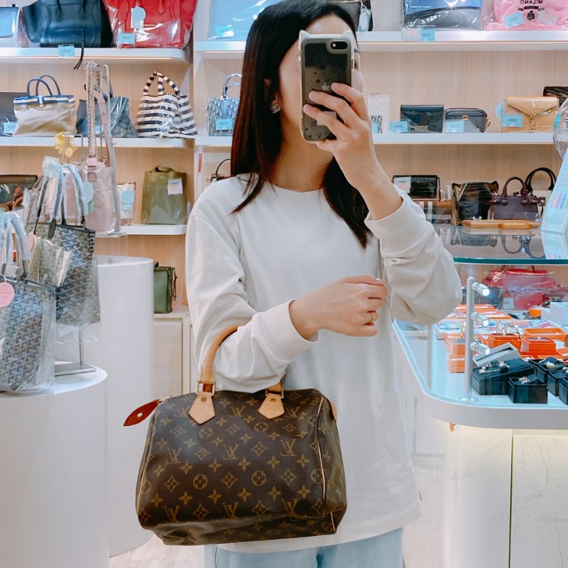 MS0639 Louis Vuitton 路易威登 枕頭包 帆布塗層 經典老花紋 金扣 Speedy 25 Canvas Monogram x GHW-20