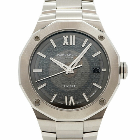 名士 (Baume & Mercier) Riviera Baumatic M0A10702 灰色錶盤男士腕錶