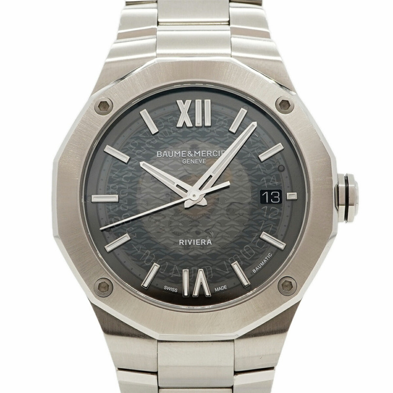 名士 (Baume & Mercier) Riviera Baumatic M0A10702 灰色錶盤男士腕錶-0