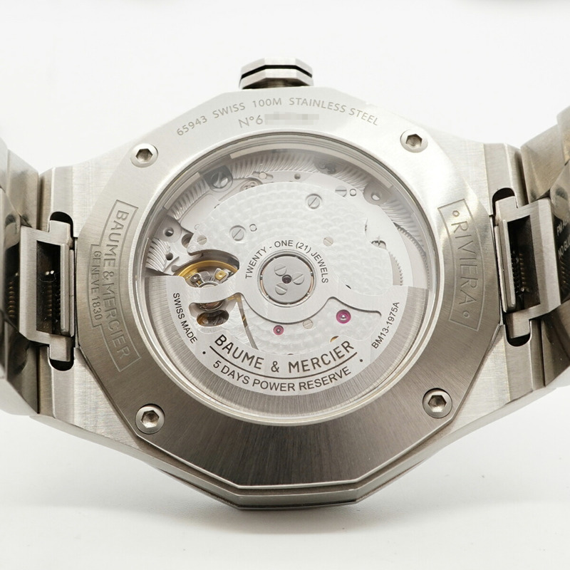 名士 (Baume & Mercier) Riviera Baumatic M0A10702 灰色錶盤男士腕錶-4